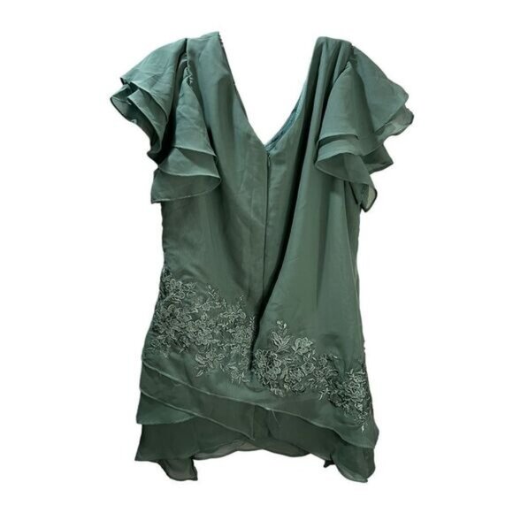 NEW Wedding Dress Flutter Sleeves Mint Embroidered Blouse Small - Picture 2 of 7